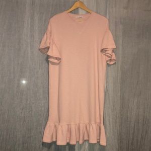 Ulla Johnson blush sweatshirt dress with ruffled sleeves and flounce NWOT S/M